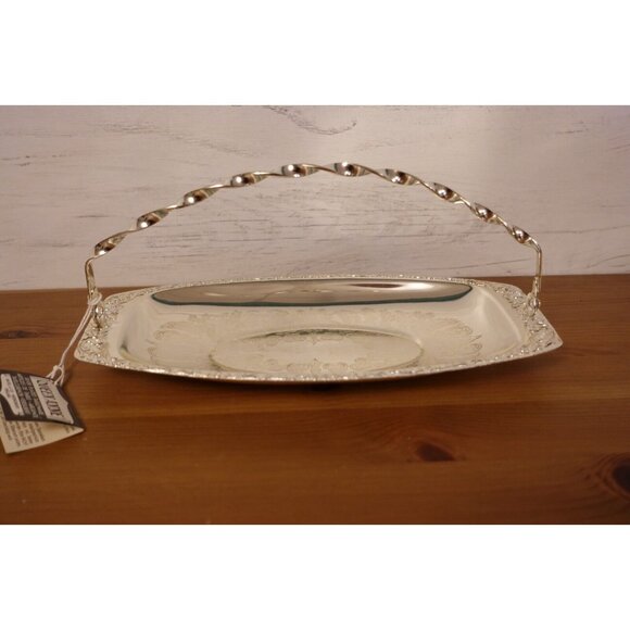 Vintage Silverplate Art Deco sweet tray with handle Made in England NWT - Picture 7 of 8